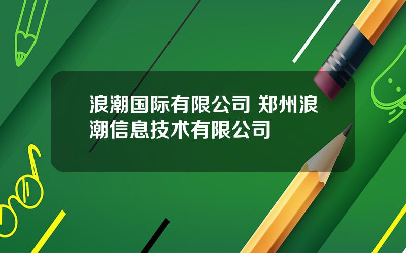 浪潮国际有限公司 郑州浪潮信息技术有限公司